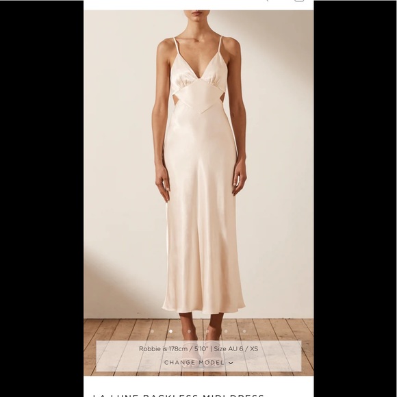 Shona Joy LA LUNE BACKLESS MIDI DRESS - CREAM SIZE US 8 - Picture 3 of 4